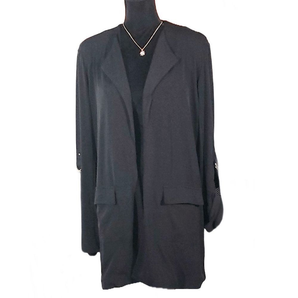 Lane Bryant Waterfall  Roll Tab Sleeve Open Front Duster Blazer Jacket SZ 14/16